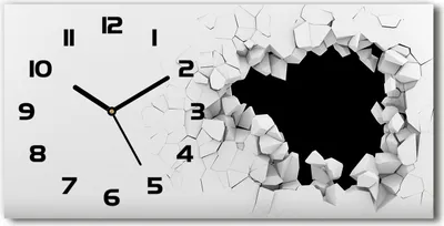 Produktbild von Wanduhr aus Glas – 60x30 cm - Glasbild - Glasuhr - Gehärtetes Glas - schwarze-zeiger - Ein Loch in der Wand