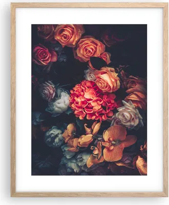 Produktbild von Gerahmtes Poster - Rahmen in heller Eiche - Blumenstrauß Blumen Rosen - 40x50 cm - Wand Bild - Wanddeko - Wandbilder - Kunstposter - Wandposter - Bilderrahmen - Bilder - Kunstdruck - P2NPA40x50-5002