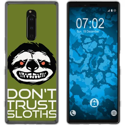 Produktbild von PhoneNatic Case kompatibel mit Sony Xperia 1 Silikon-Hülle Crazy Animals Faultier M3