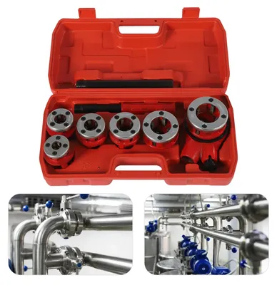 Produktbild von Rohrgewindeschneider-Set mit Gewindeschneiden und Anleitung
