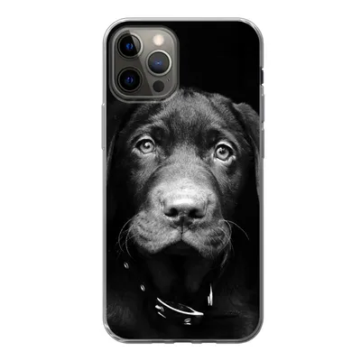 Produktbild von MuchoWow® Handyhülle Schutzhülle Hülle für iPhone 12 Pro Hund - Leicht - Schwarz Silikon Softcase Handy Hülle - Abdeckung