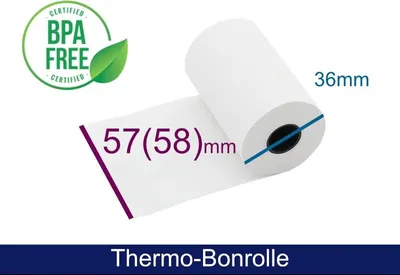 Immagine prodotto di Rotolo termico - 57(58) 36 12 (B/D(max.)/K) bianco, 15 m, 48 g