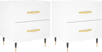 Produktbild von "WINTER SALE"Nachttisch, 2er Set, Beistelltisch, - multifunktional& Moderne - Weiß 40x35x47,5 cm Holzwerkstoff - Nachttische & -schränke NEU7382609