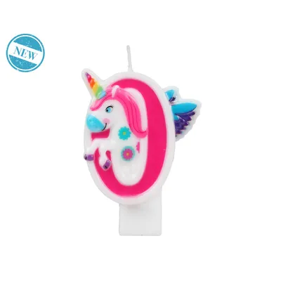 Produktbild von Zahlenkerze Einhorn Rosa 14 cm -