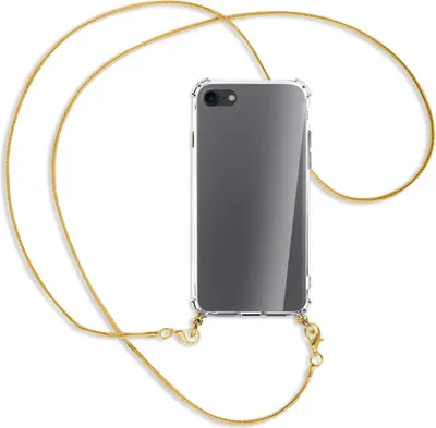 Produktbild von Handykette Backcover-Schutzhülle mit Band (Metall goldfarben) für Apple iPhone 7, iPhone 8 - goldfarbene Kette Snake