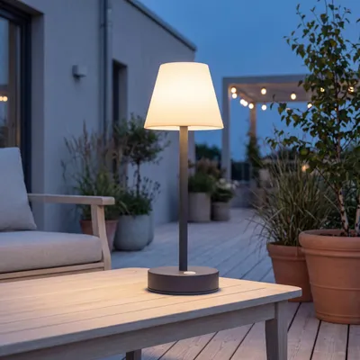 Obrázek produktu pro LED venkovní lampa antracitově bílá dobíjecí stolní lampa dotykový stmívač IP44 výška 32 cm 4000 K přenosná bezdrátová dekorativní stolní lampa balkon zahrada