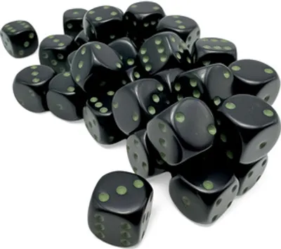 Produktbild von Chessex - Opaque - 36x D6 12mm - Black/Green