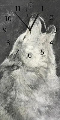 Produktbild von Wallario Design Wanduhr bedruckt, Größe 30 x 60 cm, Motiv: Zeichnung von einem Wolf II