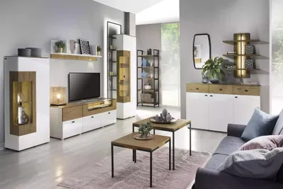 Produktbild von Design Wandschrank Regal Wand Regale Wohnzimmer TV-Ständer Holz