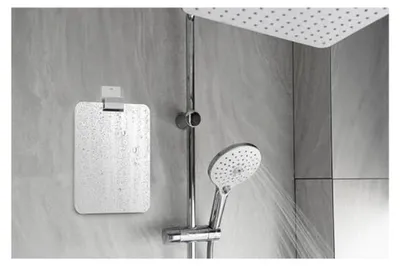 Produktbild von Wandspiegel 16 x 23,2 x 3,2 cm – Beschlagfreier Spiegel mit selbstklebenden Edelstahlhaken – Kosmetikspiegel für Bad und Gäste-WC