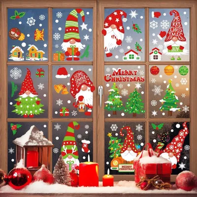 Produktbild von Fensterbilder Weihnachten Selbstklebend Wiederverwendbar 9er Set 20x30cm PVC