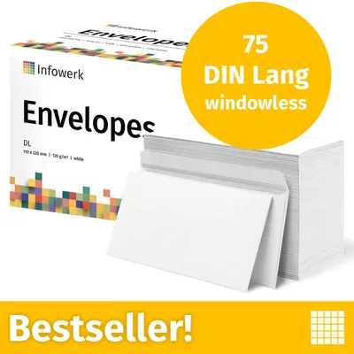 Immagine prodotto di NUOVO: Infowerk Buste senza finestra, DIN Lang, non stampate, 75 pezzi