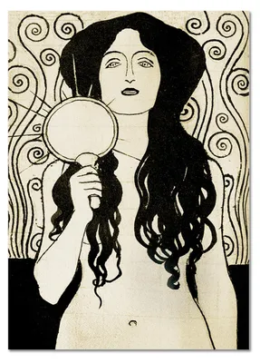 Produktbild von Giallobus - Detail der Nuda Veritas Illustration - Gustav Klimt - 50L x 70W cm - Bild - Acrylglas