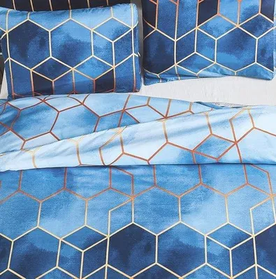 Produktbild von Famanu Bettwäsche Mikrofasern Boho-Print - 200 x 200 cm mit 2 Kissenbezügen 50 x 70 cm, Blau