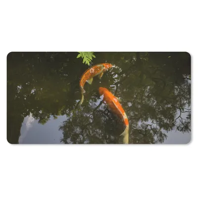 Produktbild von MuchoWow® Mauspad Mousepad Zwei Koi-Karpfen um einen Teich 60x30 cm - Mousepads - Maus Mat - Pad - Mausunterlage - Nachhaltig