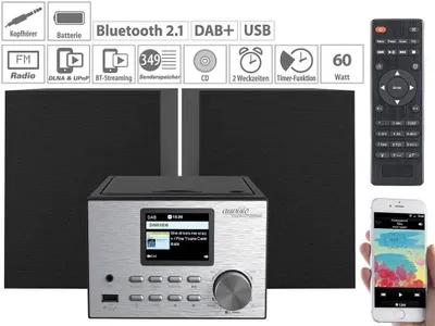 Obrázok produktu pre auvisio IRS-500.mini Micro-Stereoanlage mit Webradio, DAB+, FM, CD, Bluetooth, USB, 60 Watt