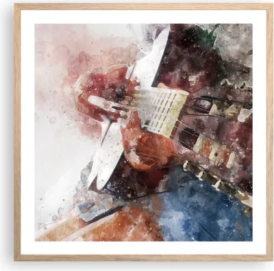 Produktbild von Gerahmtes Poster - Rahmen in heller Eiche - Gitarre Musik - 60x60 cm - Wand Bild - Wanddeko - Wandbilder - Kunstposter - Wandposter - Bilderrahmen - Bilder - Kunstdruck - Wandbild - P2NAC60x60-4000