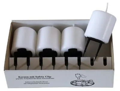Produktbild von 4er Set Adventskerzen mit Haltekrallen Weiß 60 x 50 mm