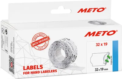 Image de Etiquettes METO pour étiqueteuses de prix 32 x 19 mm blanc 5 rouleaux de 1.000 étiquettes