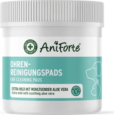 Produktbild von AniForte Ohren Reinigungspads für Hunde & Katzen 100 Stück – Besonders weiche & milde Reinigungstücher für die Ohrenhygiene, sanfter Ohrenreiniger