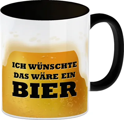 Produktbild von Ich wünschte das wäre ein Bier Kaffeebecher Schwarz