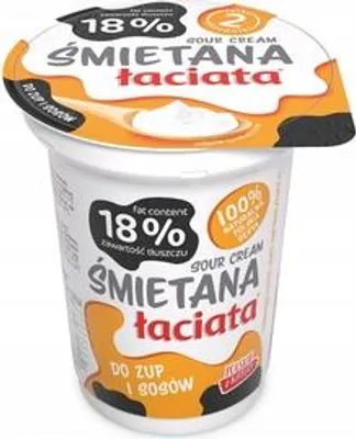 Zdjęcie produktu dla Śmietana Łaciata 18% pasteryzowana 330g