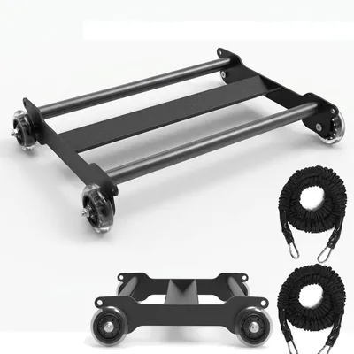 Imagen del producto de Rodillo abdominal con 2 bandas de resistencia, ruedas silenciosas, barra en V, equipo de entrenamiento para uso doméstico, 1 juego