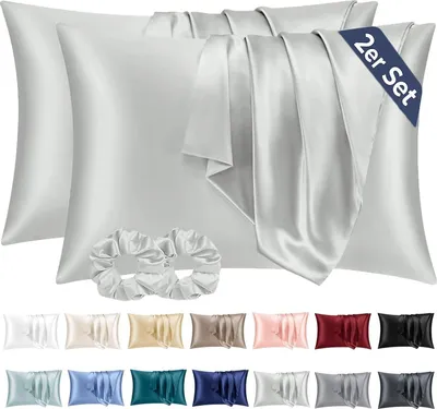 Produktbild von 2er-Set Kissenbezüge 40x60 Satin Grau Haarschutz & Hautpflege