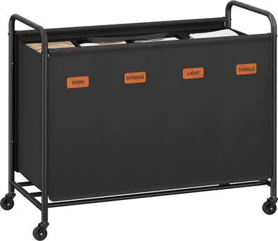Immagine prodotto di Cesto portabiancheria su ruote, capacità 200 litri – Contenitore per biancheria – Struttura in acciaio – Dimensioni 79x40x91 cm