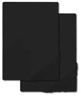 Productafbeelding van Twee stuks CloudComfort Basic stretchlakens van jersey, zwart, geschikt voor matrassen van 90 x 190 cm of 100 x 200 cm