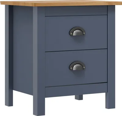 Produktbild von Design Möbel Nachttisch Hill Grau 46x35x49,5 cm Massivholz Kiefer - 2024 Neu