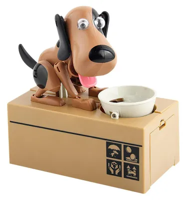 Produktbild von Sparschwein in Hundeform, Geldkassette in Hundeform, Sparschwein für Kinder, Hund, der Geld frisst, Münzdieb, Geburtstagsgeschenk für Kinder - Braun