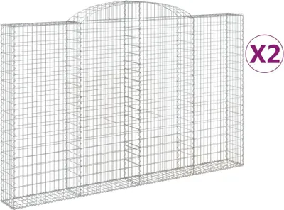 Productafbeelding van vidaXL Gabionen met boogvorm, 2 stuks, 300x30x180/200 cm, verzinkt staal