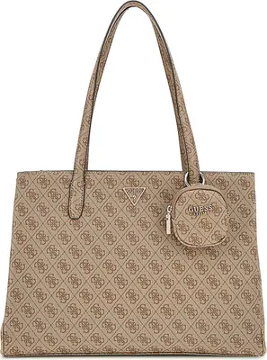 Produktbild von Guess Power Play Tech Charm Tote Damen Kunstleder Tasche in Lattee – 41 x 30 x 13 CM / Lattee