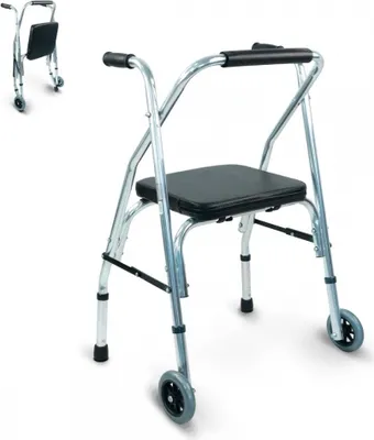 Produktbild von Mobiclinic, Rollator, Compostela, Aluminium, 2 Räder, Stabil, Höhenverstellbar, Mit gepolstertem Sitz, Gepolsterter Sitz und Rückenlehne, Bequem