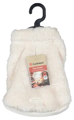 Image de Pull pour chien Flamingo Fergi blanc, longueur dos : 25 cm