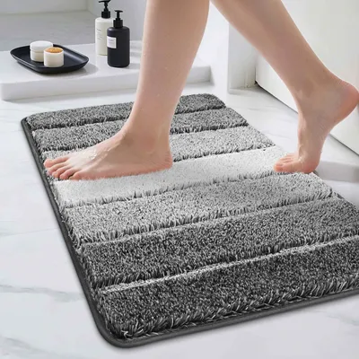 Produktbild von Badematte 40 x 60 cm, weiche, rutschfeste Badematte, waschbar, Badematte für Dusche und Badezimmer, dunkelgrau