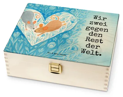 Produktbild von Mr. & Mrs. Panda Teebehälter Mäuse Herz Design - Weiß - Geschenk, Teebeutel Organizer, Liebe, Love, Maus, Teekiste, Teedose, Hocheitstag, Tee Box, Teebox, für Immer