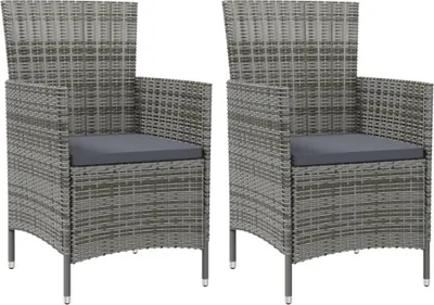 Produktbild von Maison Exclusive - Gartenstühle mit Kissen 2 Stk. Poly Rattan Grau
