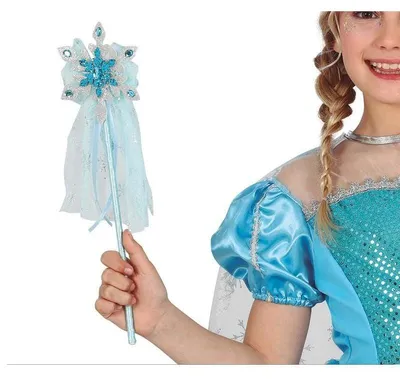 Obrázek produktu pro Kouzelná hůlka se závojem, víla královna, barva modrá 35cm