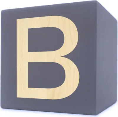 Produktbild von Holzbuchstabe Würfel, 5 x 5 cm, grau, Buchstabe B
