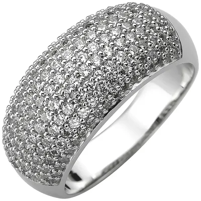 Produktbild von Pavé Ring 11mm breit aus 925 Silber 158 Zirkonia weiß Fingerring Fingerschmuck Innenumfang 64mm Ø20.4mm
