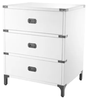 Obrázek produktu pro Casa Padrino odkládací stolek se 3 zásuvkami bílý 71 x 40,5 x v. 74 cm - Nábytek do obývacího pokoje