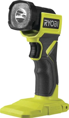 A Ryobi LED flashlight is shown against a white background.