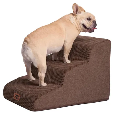 Image de Escalier pour chien, 3 marches, 40 cm de haut, couleur marron