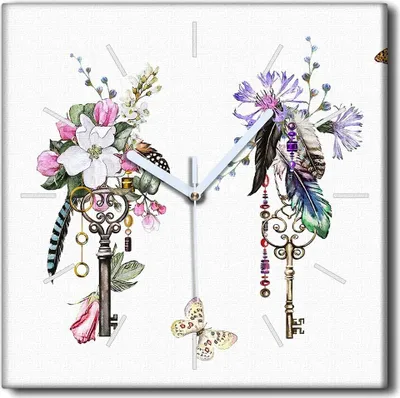 Produktbild von Coloray Uhr auf Leinwand 30x30 cm Wand Uhr Dekoration Wohnzimmer Segeltuch weiße Zeiger -Naturschlüsselblumen