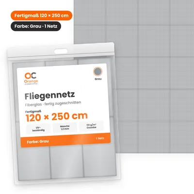 Produktbild von Fliegennetz Fliegengitter Moskitonetz Insektenschutz Mückenschutz Fiberglas 120x250cm / Grau