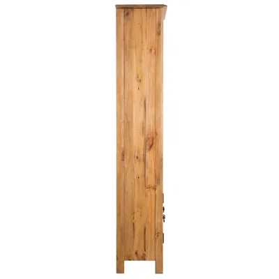 Side view of a tall, narrow wooden cabinet.