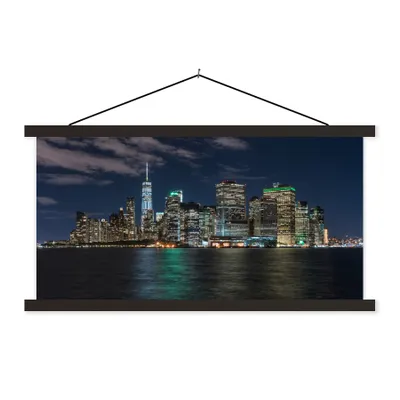 Produktbild von MuchoWow® Textilposter New York - Skyline 150x75 cm mit schwarzem Rahmen - Posterleiste
