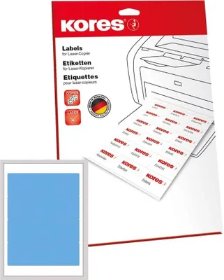 Immagine prodotto di Etichette per dorso di cartella Kores 192 x 61 mm blu 100 etichette su 25 fogli